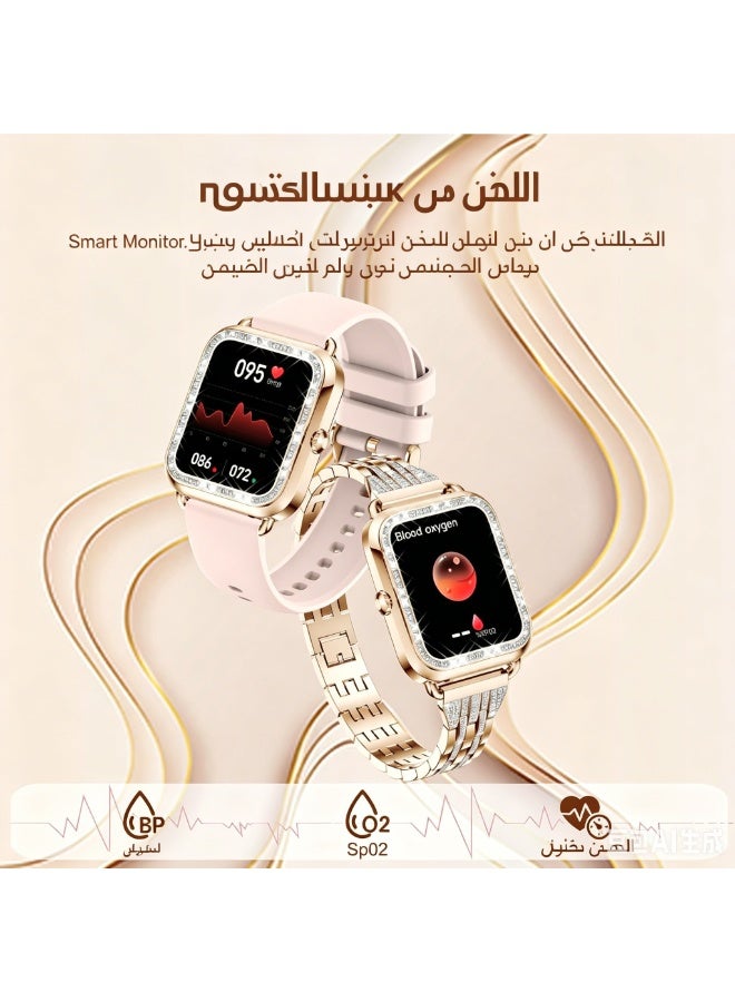 ساعة ذكية نسائية، متتبع لياقة بدنية HD بشاشة 1.57 بوصة مع مكالمات بلوتوث، مراقب معدل ضربات القلب و SpO2 والنوم، مقاومة للماء IP68 لأجهزة iOS وأندرويد - Image 4