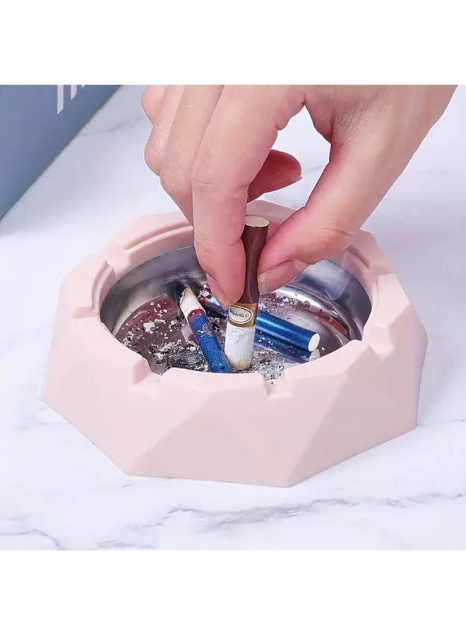 Random Color Plastic Oval Ashtray With Crown Lid Smokeless Design For Home Office Decor - Image 4