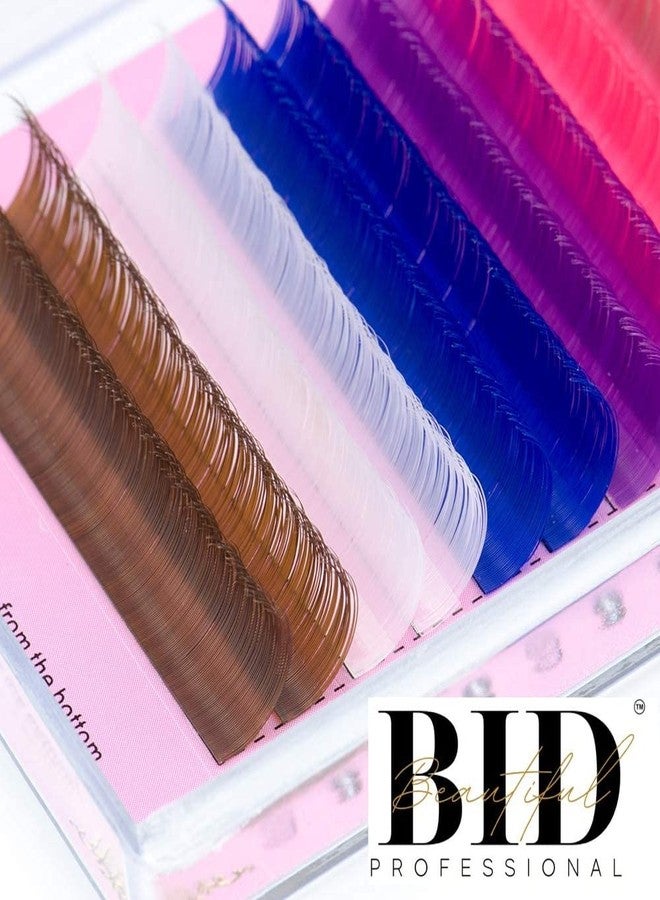 بيد وصلات رموش ملونة متعددة الأحجام، رموش جاهزة مجمعة مسبقًا (14 مم، انحناء 0.07 D) - Image 5