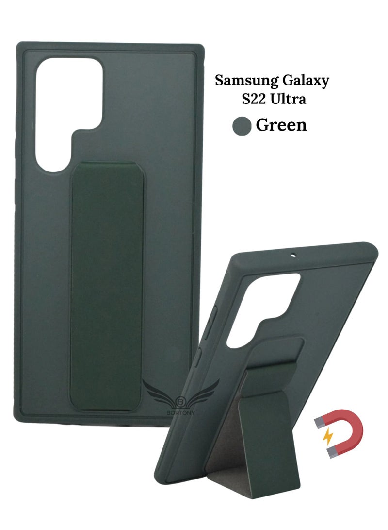 BORTONY Protective Case Cover With Finger Grip Stand and Mount Holder For Samsung Galaxy S22 Ultra - Image 4