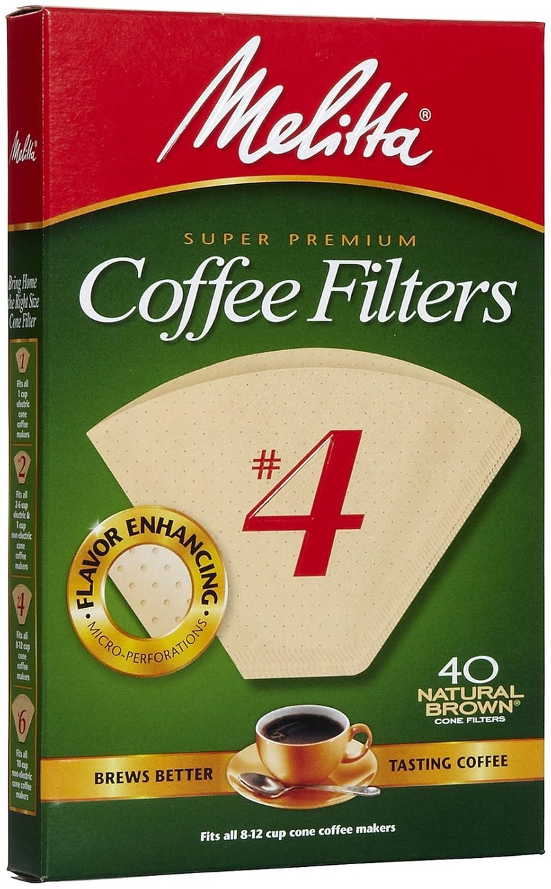 Melitta Cone Coffee Filters Natural Brown No 4 40 ct Filters