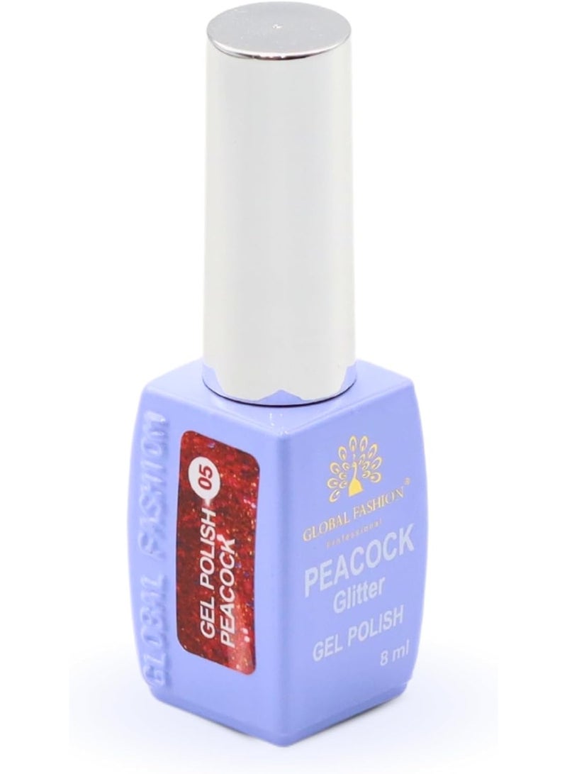 GLOBAL FASHION Professional Peacock Glitter Gel Polish 8Ml  Long-Lasting Manicure  (Color 05)  - Image 3