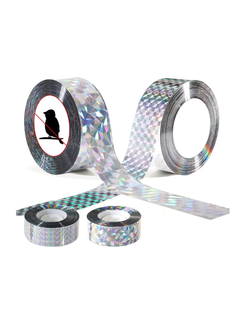 Generic 2Pcs Bird Scare Tape Ribbon PET Double Side Reflective Ribbon Tape Laser Bird Scare Repellent Flash Double Sided Reflective Holographic Tape to Keep Away Woodpecker Pigeons110m*4.8cm - Image 1