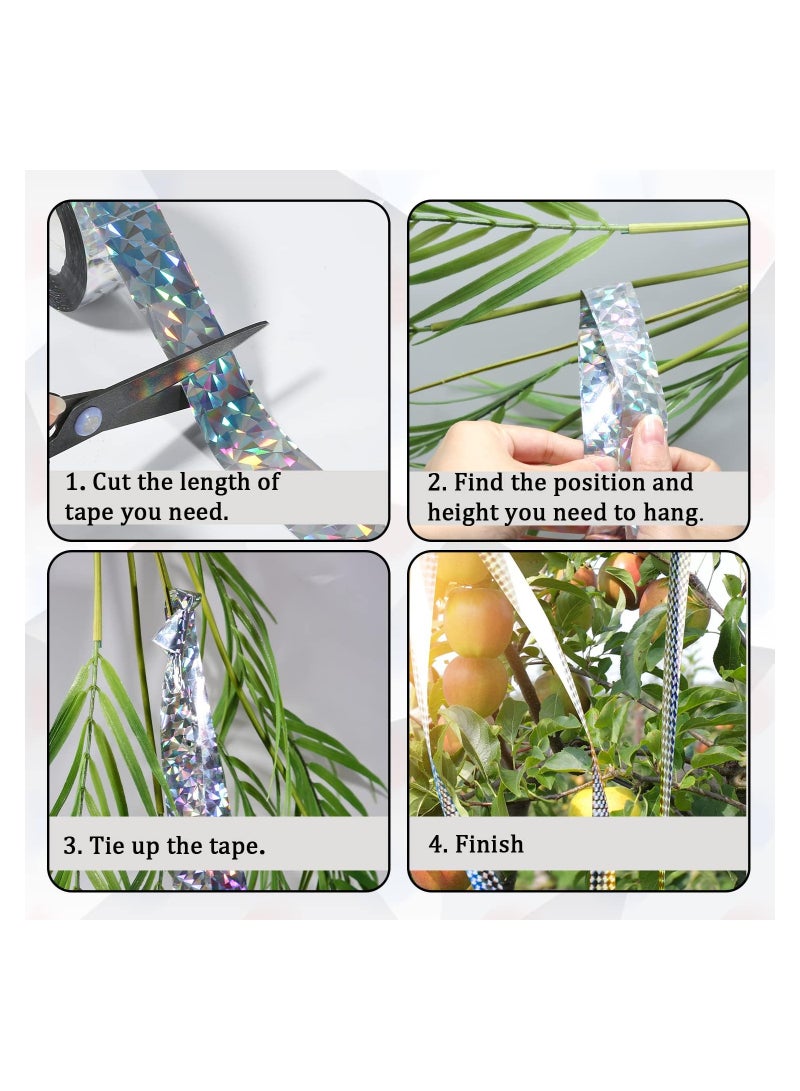 Generic 2Pcs Bird Scare Tape Ribbon PET Double Side Reflective Ribbon Tape Laser Bird Scare Repellent Flash Double Sided Reflective Holographic Tape to Keep Away Woodpecker Pigeons110m*4.8cm - Image 3
