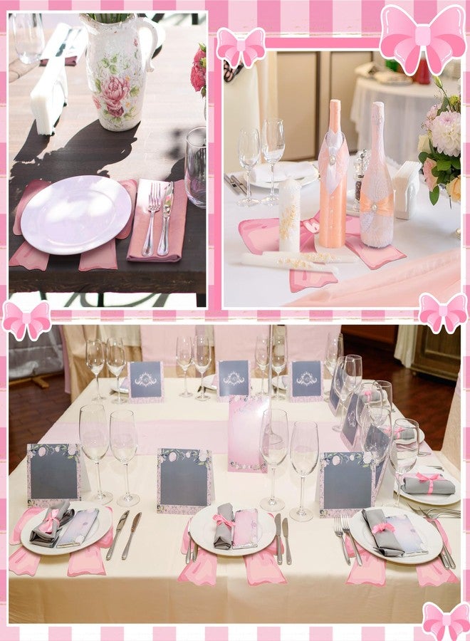 Tinlade 50 Pack Disposable Bow Placemats Coquette Bow Table Mats Slice 13.8 Inches Decorative Paper Placemats for Birthday Bridal Wedding Party Table Setting (Pink) - Image 5