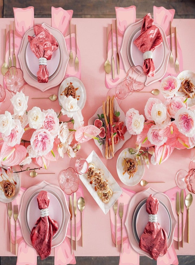 Tinlade 50 Pack Disposable Bow Placemats Coquette Bow Table Mats Slice 13.8 Inches Decorative Paper Placemats for Birthday Bridal Wedding Party Table Setting (Pink) - Image 4