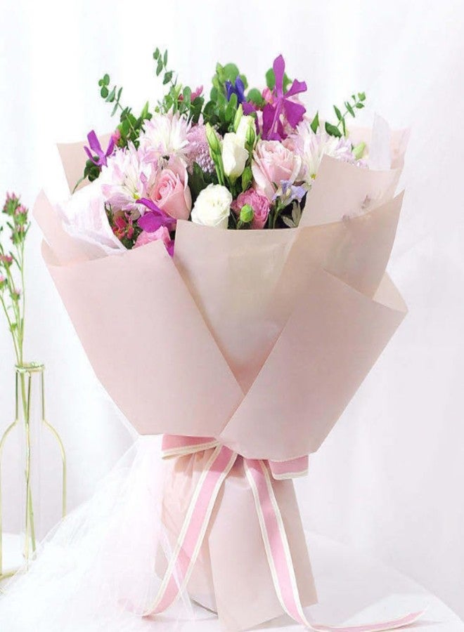 OPHRBU 20 Pcs Solid Color Flower Wrapping Paper, Waterproof Florist Floral Packaging, Bouquet Supplies, DIY Crafts, Gift Box Packaging for Wedding (Pink) - Image 3