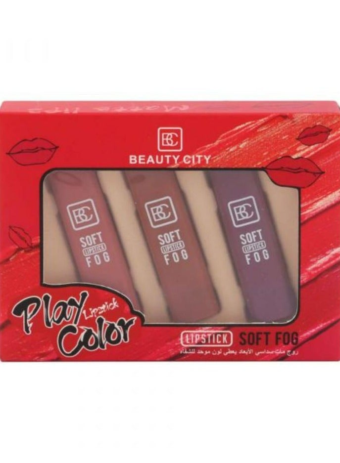 Beauty City Play Lipstick Color Soft Fog 1.6g*3, A9221  - Image 1