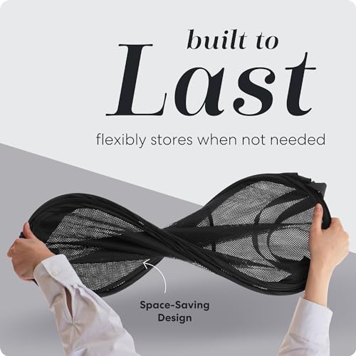 Handy Laundry سلة غسيل قابلة للطي من شبكة مريحة مع فتحة واسعة وجيب جانبي - تصميم قابل للتنفس، متين، قابل للطي، ويوفر المساحة للملابس والتخزين (أسود | عبوة من 2) - Image 4