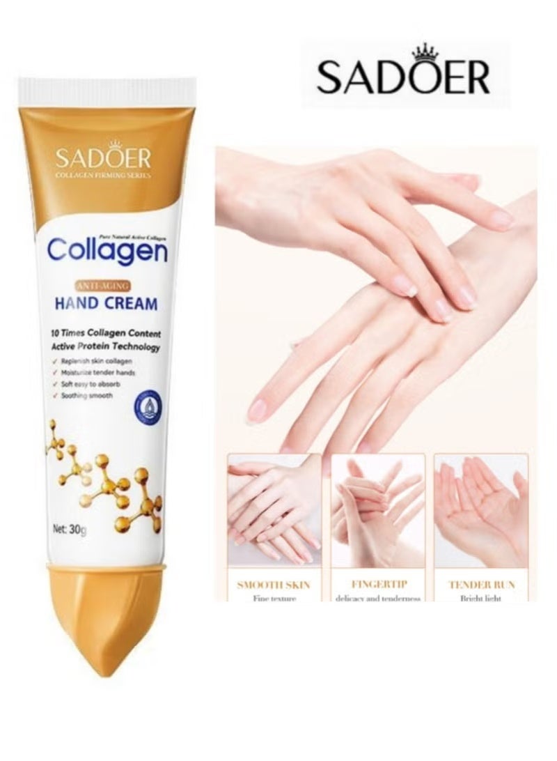 SADOER Collagen Anti Wrinkle Hand Cream, Nourishing Whitening Moisturizing Foot Cream, Fast Absorbing Anti Ageing Hand Cream, Smooth And Soft Skin Crack Repair Cream ,To Remove Wrinkles Darkness Callus Remover, Dead Skin Exfoliation, Hand and Foot Cream for Dry Cracked Hands,Elbows, Feet, Heels, Knees(1hand cream-1foot cream) - Image 5