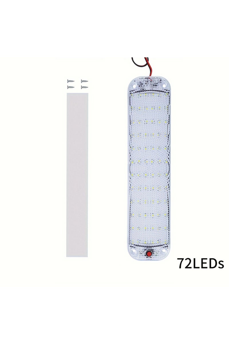 6500K 72LEDs 1pc 12V-80V Car Interior Led Light Bar White Light Tube With Switch For Van Lorry Truck