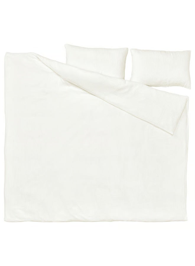 Duvet cover and 2 pillowcases, white, 240x220/50x80 cm - Image 4