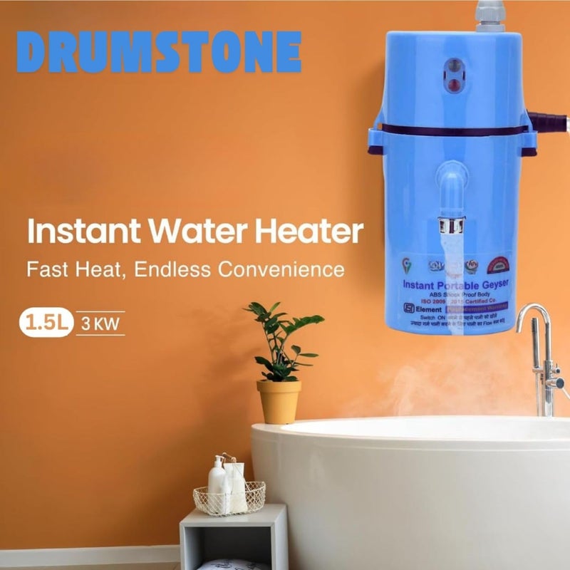 Drumstone DRUMSTONE 20 Instant Electric Water Geyser Unlimited Water Flow Mini Geyser Portable EnergyEfficient with ShockProof Design  - Image 4