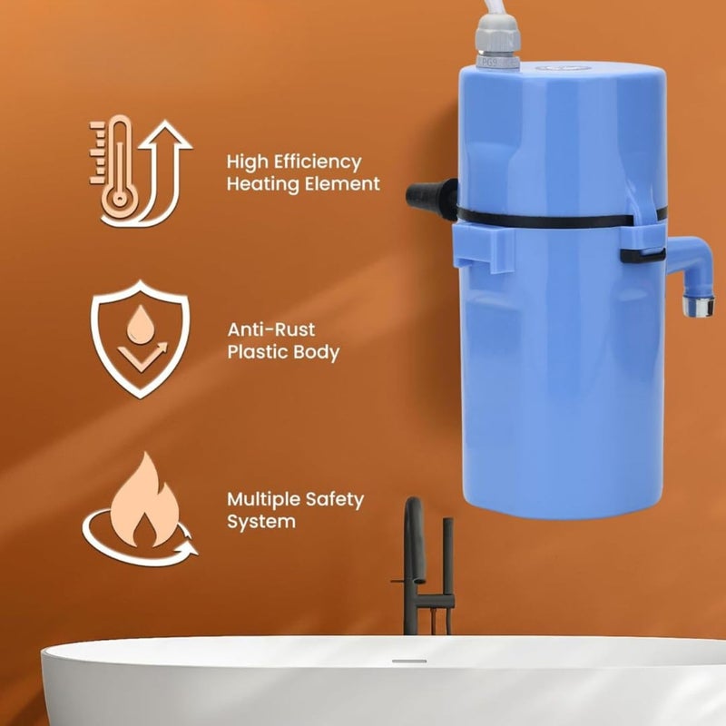 Drumstone DRUMSTONE 20 Instant Electric Water Geyser Unlimited Water Flow Mini Geyser Portable EnergyEfficient with ShockProof Design  - Image 3