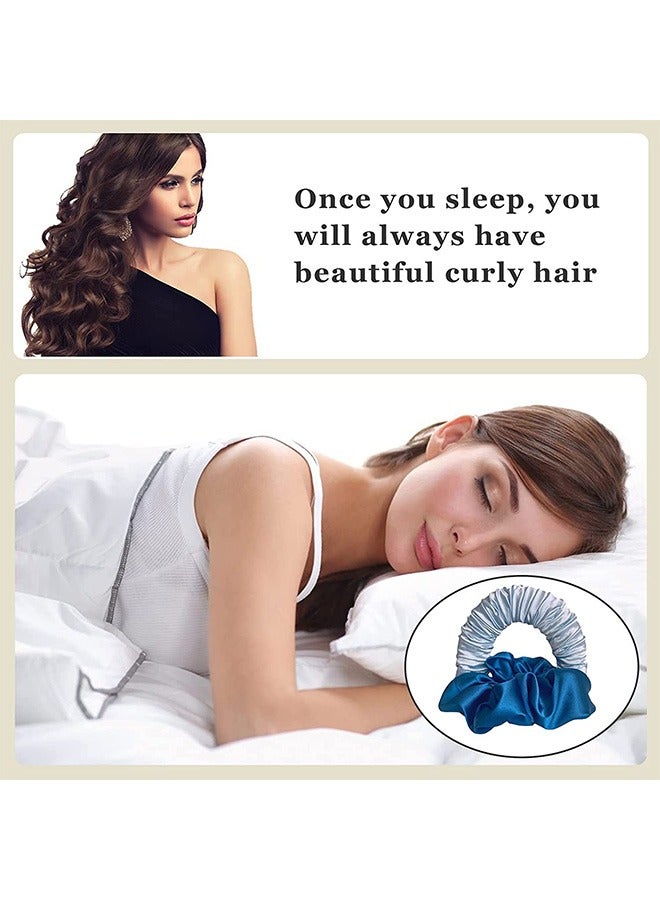 No Traces Sleep Heatless Hair Curling Headband, Silk Lazy Rollers Hairband Hair Curler, For Any Hair Type (Blue) - Image 4