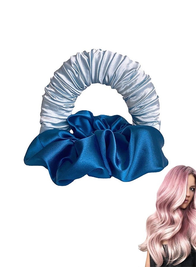 No Traces Sleep Heatless Hair Curling Headband, Silk Lazy Rollers Hairband Hair Curler, For Any Hair Type (Blue) - Image 1