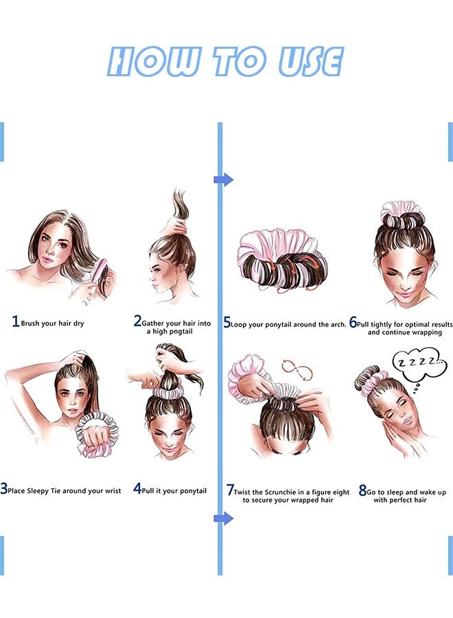 No Traces Sleep Heatless Hair Curling Headband, Silk Lazy Rollers Hairband Hair Curler, For Any Hair Type (Blue) - Image 3