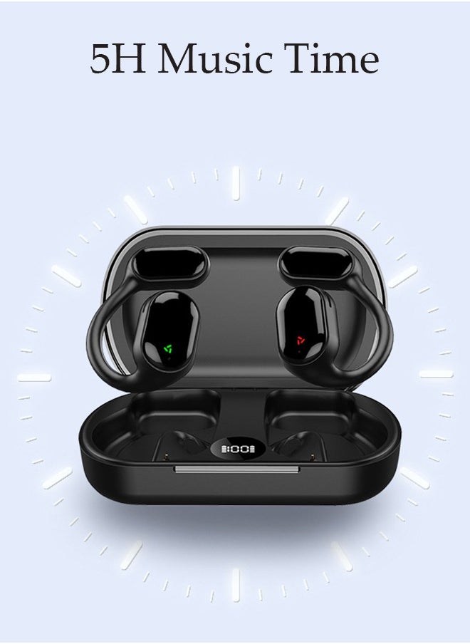 DUNISO - Wireless Earbuds Bluetooth Headphones Sport Earphones with LED Display Over-Ear Buds with Earhooks Built-in Mic Headset for Workout Black - Image 1