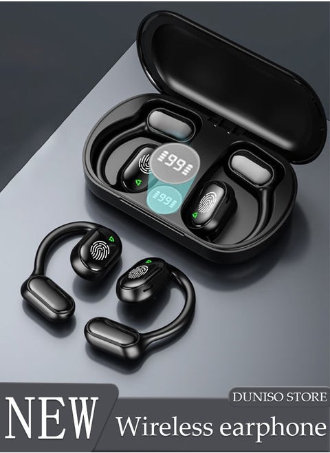 Wireless Earbuds Bluetooth Headphones Sport Earphones with LED Display Over-Ear Buds with Earhooks Built-in Mic Headset for Workout Black