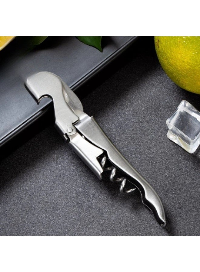 Professional Stainless Steel Waiter Corkscrew with Foil Cutter, Double Hinged Wine Opener and Bottle Opener Tool, Classic All-in-One Bartender Key, Set of 4 Pieces – Silver - Image 5