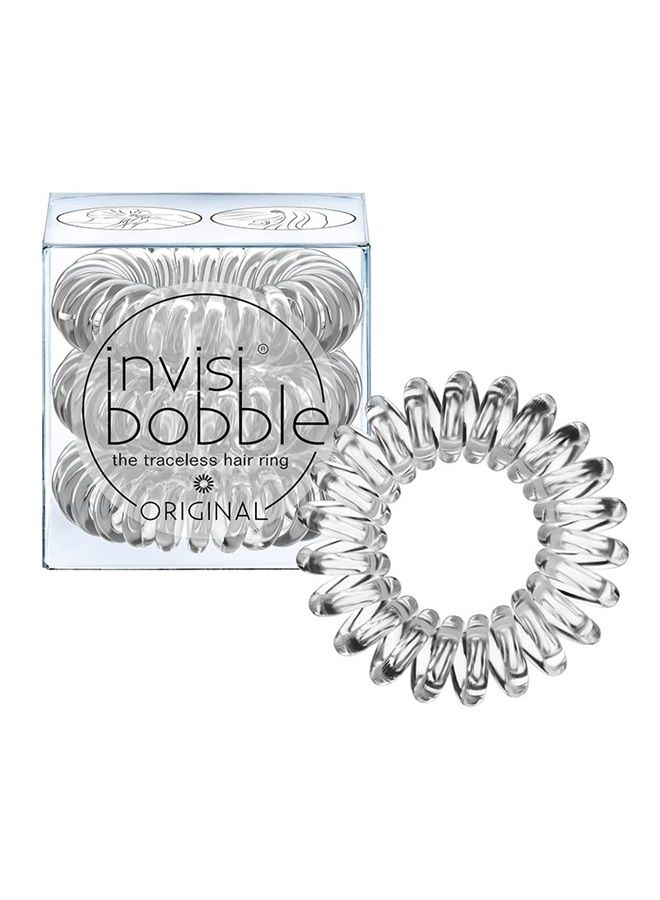 invisibobble Original Traceless Spiral Hair Ties with Strong Grip, Non-Soaking, Hair Accessories for Women - Crystal Clear , 3 Count (Pack of 1) - Image 1