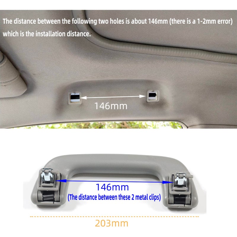 Krobelus Auto Roof Pull Handle Grab Rail Grey with Hook LHRH Universal for Toyota for Corolla for Rav4 Yaris Vios OEM7461052020 Front Handrail Without HookBeige 1Pcs - Image 4