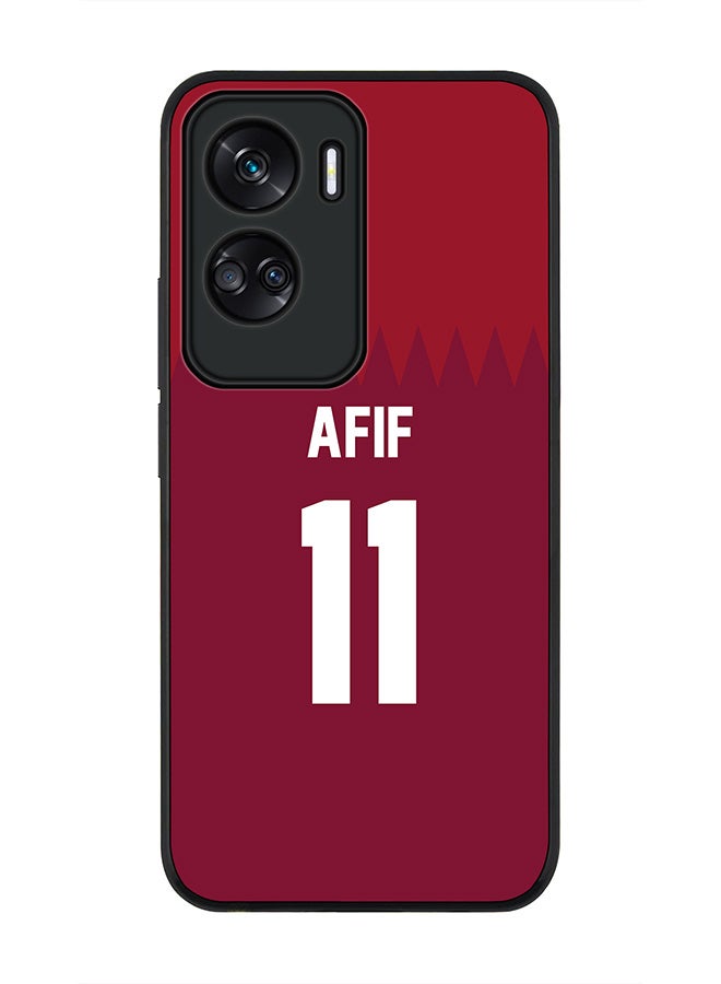 Stylizedd Rugged Black edge case for Honor 90 Lite  5G  Honor X50i 5G, Slim fit Soft Case Flexible Rubber Edges Anti Drop TPU Gel Thin Cover -  Football Team - Qatar, Player Name - Afif - Image 1