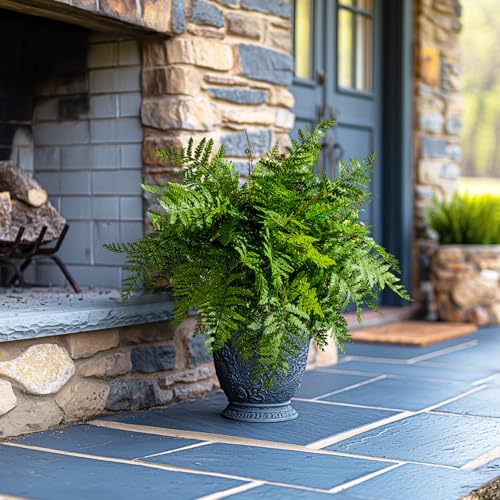Bailikang 4PCS Artificial Boston Fern Fake Ferns Hanging Plant UV Resistant Inoor Outdoor Faux Shrubs 19Inch Large Faux Ferns Greenery Stems for Home Office Garden Decoration - Image 4