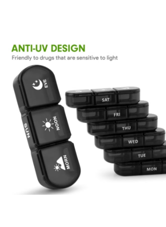 Seven days of the week 21 grid black pill box classification box portable pill box - Image 4