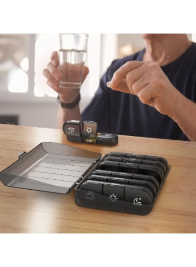 Seven days of the week 21 grid black pill box classification box portable pill box - Image 3