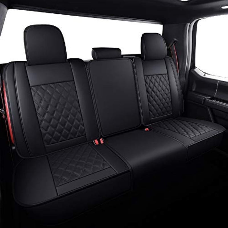 Aierxuan Rear Car Seat Covers Custom Fit 20092026 Ford F150 and 20172026 F250 F350 F450 Super Duty Crew Cab Pickup Truck Automotive Vehicle Cushion with Waterproof Leather Black - Image 2