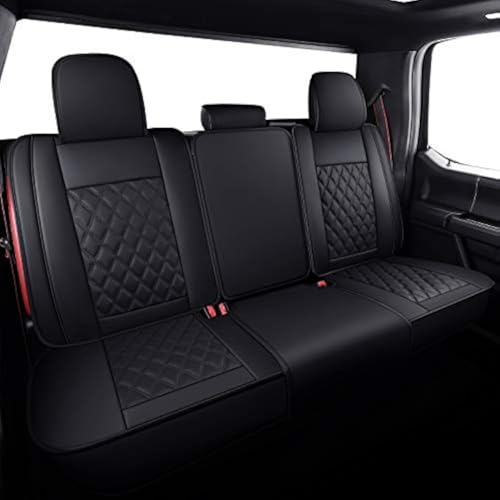 Aierxuan Rear Car Seat Covers Custom Fit 20092026 Ford F150 and 20172026 F250 F350 F450 Super Duty Crew Cab Pickup Truck Automotive Vehicle Cushion with Waterproof Leather Black - Image 1