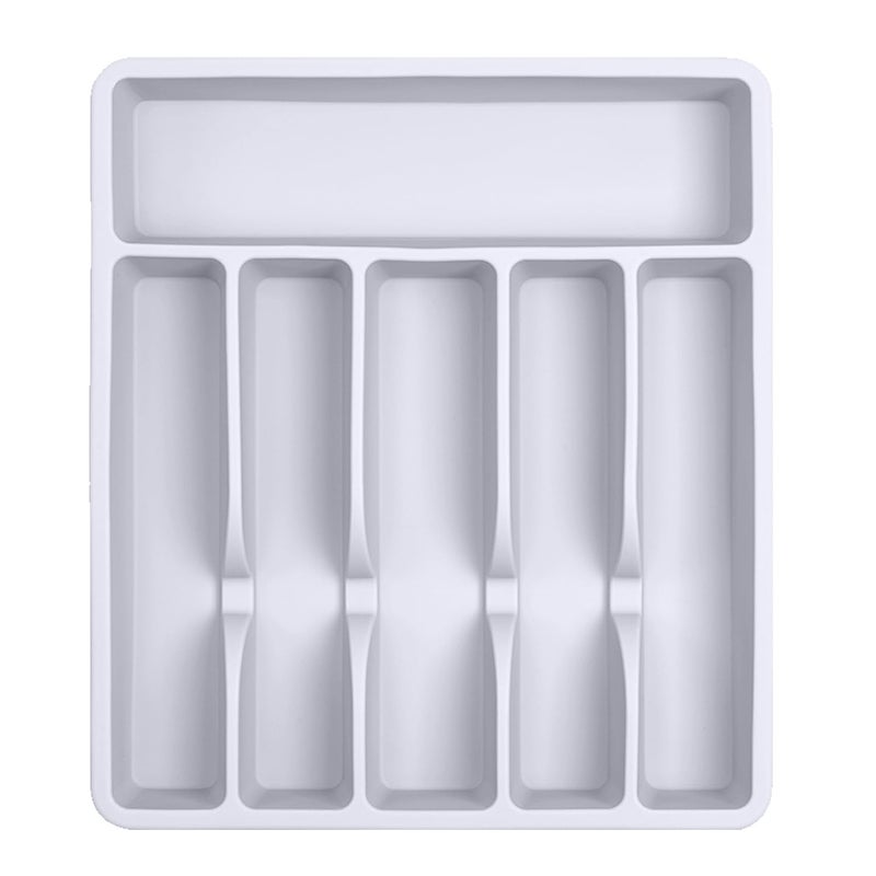 Pantrymade Silicone Silverware Drawer Organizer â€“ Non-Slip Utensil Holder for Kitchen Drawers | Cutlery Tray for Forks, Knives, Spoons & More | Durable, BPA-Free, Easy to Clean â€“ White - Image 1