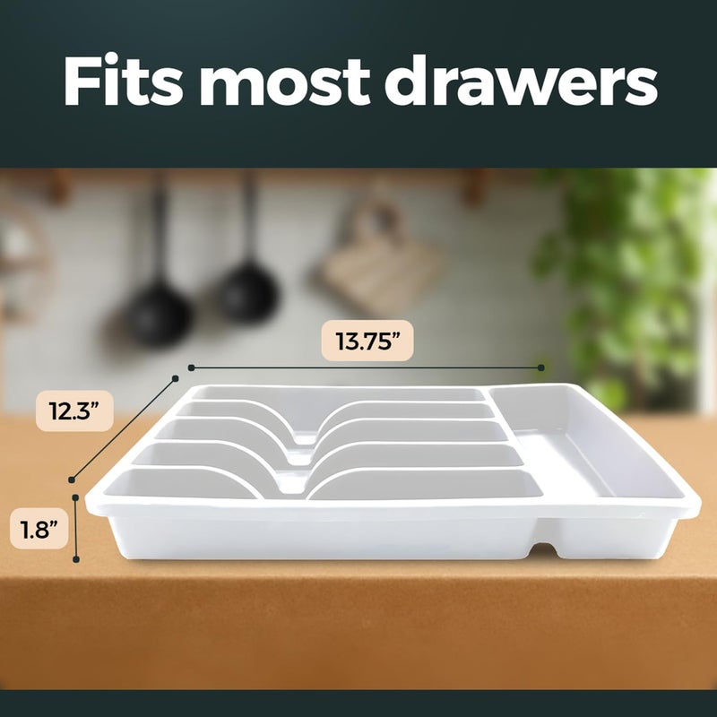 Pantrymade Silicone Silverware Drawer Organizer â€“ Non-Slip Utensil Holder for Kitchen Drawers | Cutlery Tray for Forks, Knives, Spoons & More | Durable, BPA-Free, Easy to Clean â€“ White - Image 2