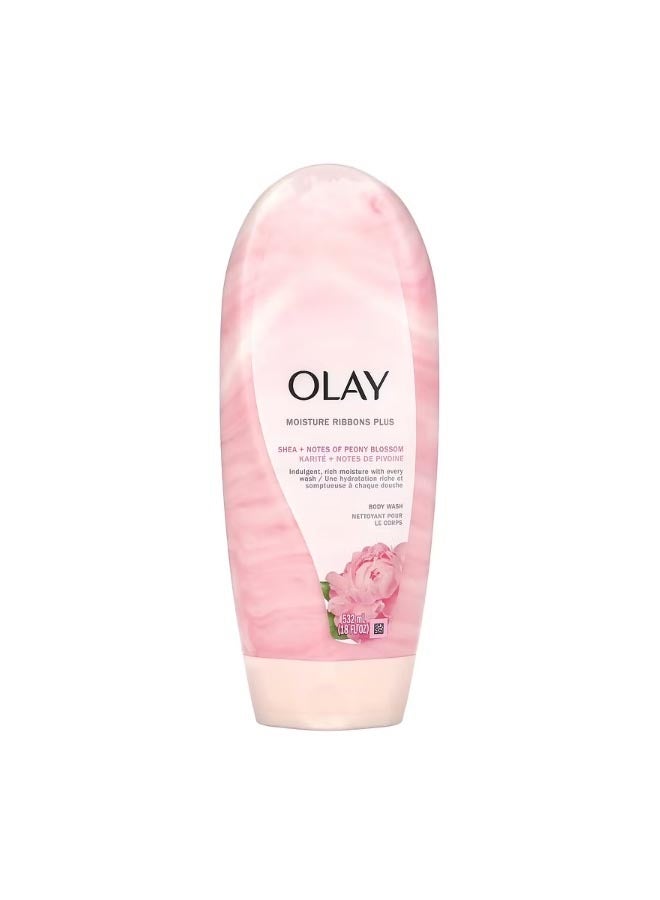 Olay Moisture Ribbons Plus Body Wash Shea  Notes of Peony Blossom 18 fl oz 532 ml - Image 1