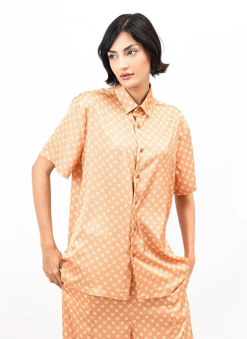 جانارا جونز Apricot Crush Satin Kyle Shirt