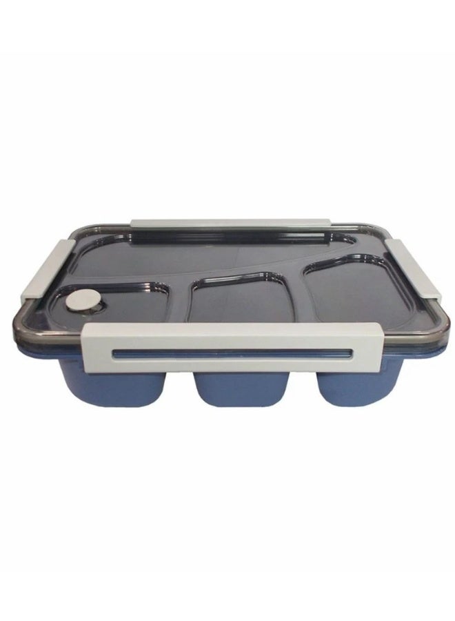 هابي هوم صندوق غداء بغطاء شفاف معزول مقاوم للتسرب مكون من 4 حجرات آمن للاستخدام في الميكروويف مع شوكة ملعقة 1400 مل - Image 2