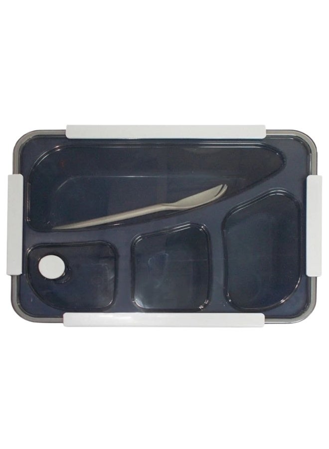 هابي هوم صندوق غداء بغطاء شفاف معزول مقاوم للتسرب مكون من 4 حجرات آمن للاستخدام في الميكروويف مع شوكة ملعقة 1400 مل - Image 5