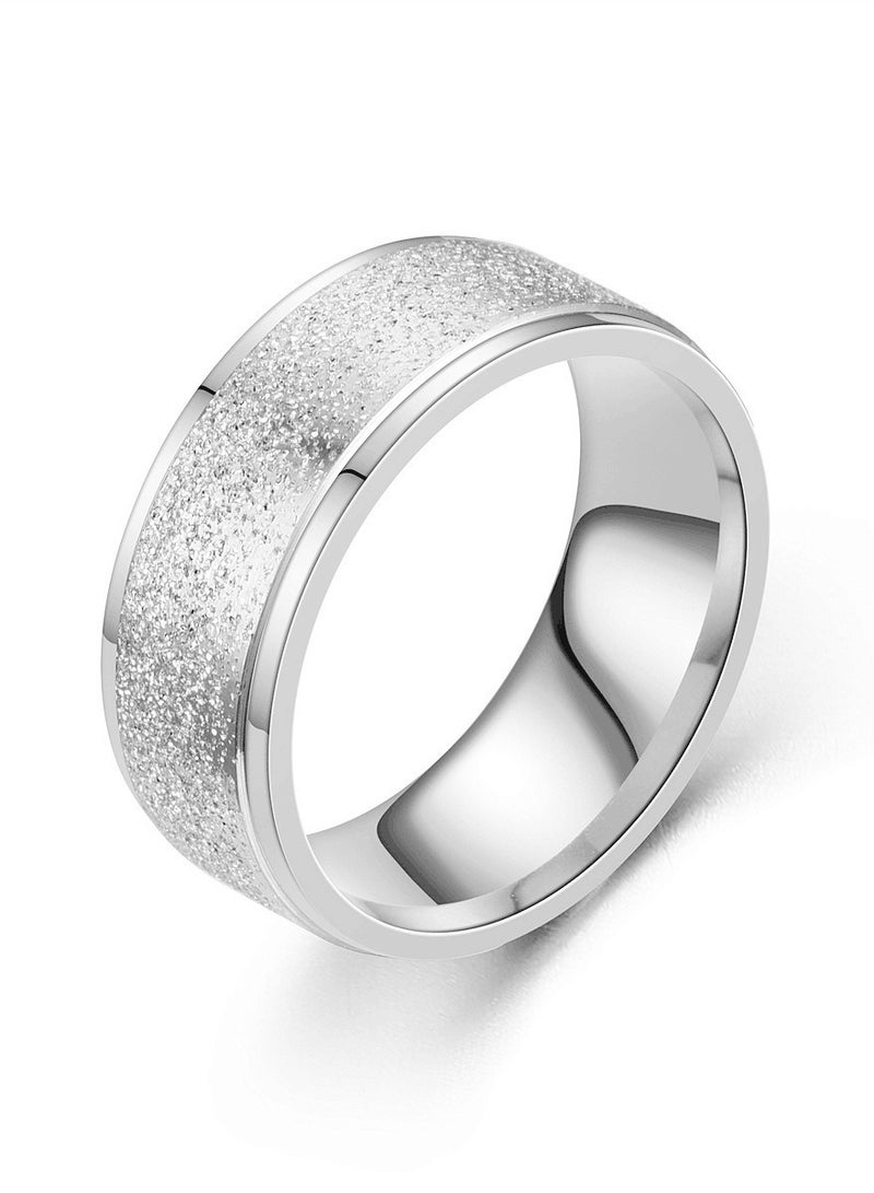 8MM Silver Titanium Steel Matte Ring – EU Size 60, Durable Men's Band, Comfort Fit, Scratch-Resistant, Fashion Jewelry, Classic Wedding Engagement Ring