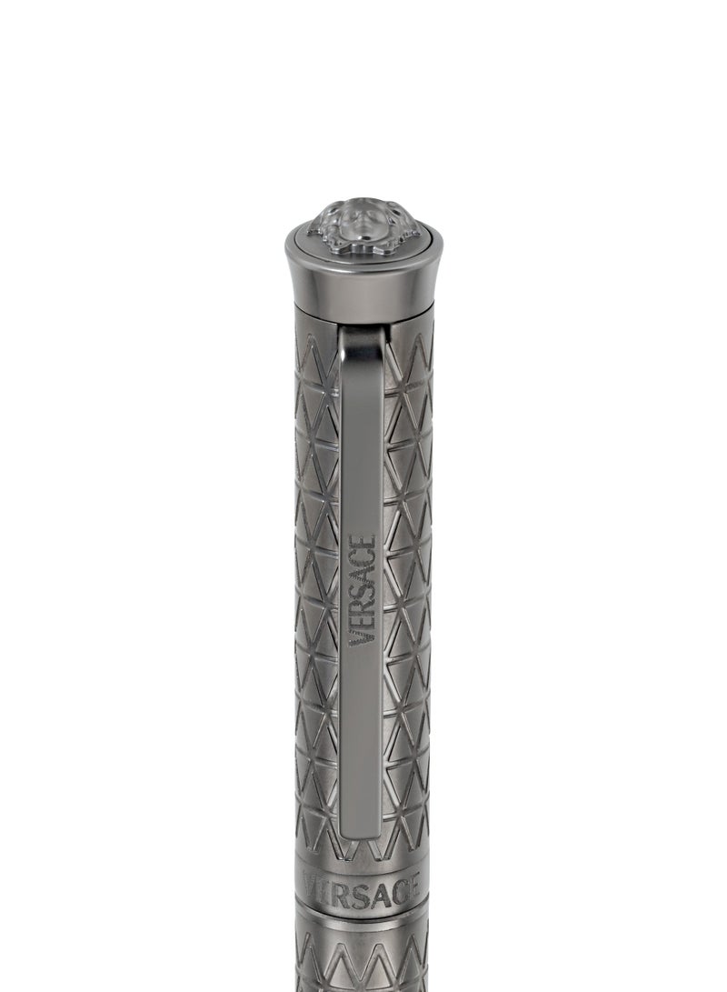 Ballpoint Pen - Grey Barrel with Matching Clip and Medusa Top