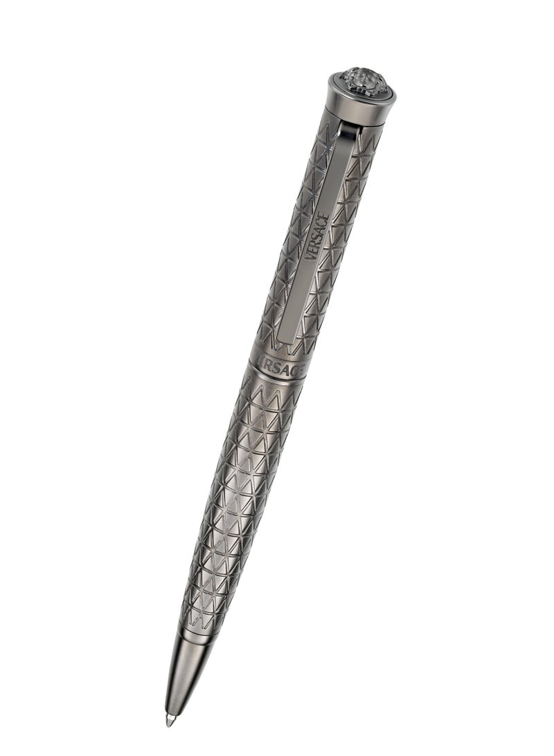 Ballpoint Pen - Grey Barrel with Matching Clip and Medusa Top