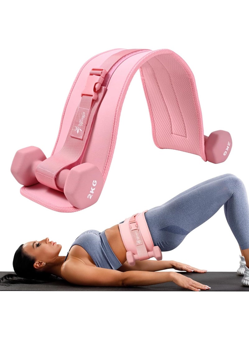 Generic Exercise Hip Thrust Belt - Dumbbell Hip ThrustBelt, Thicken & Widen, Comfortable forDumbbells, Kettlebells or Plates,  Slip PaddingGym or Home Workouts (without dumbbells) pink  - Image 1