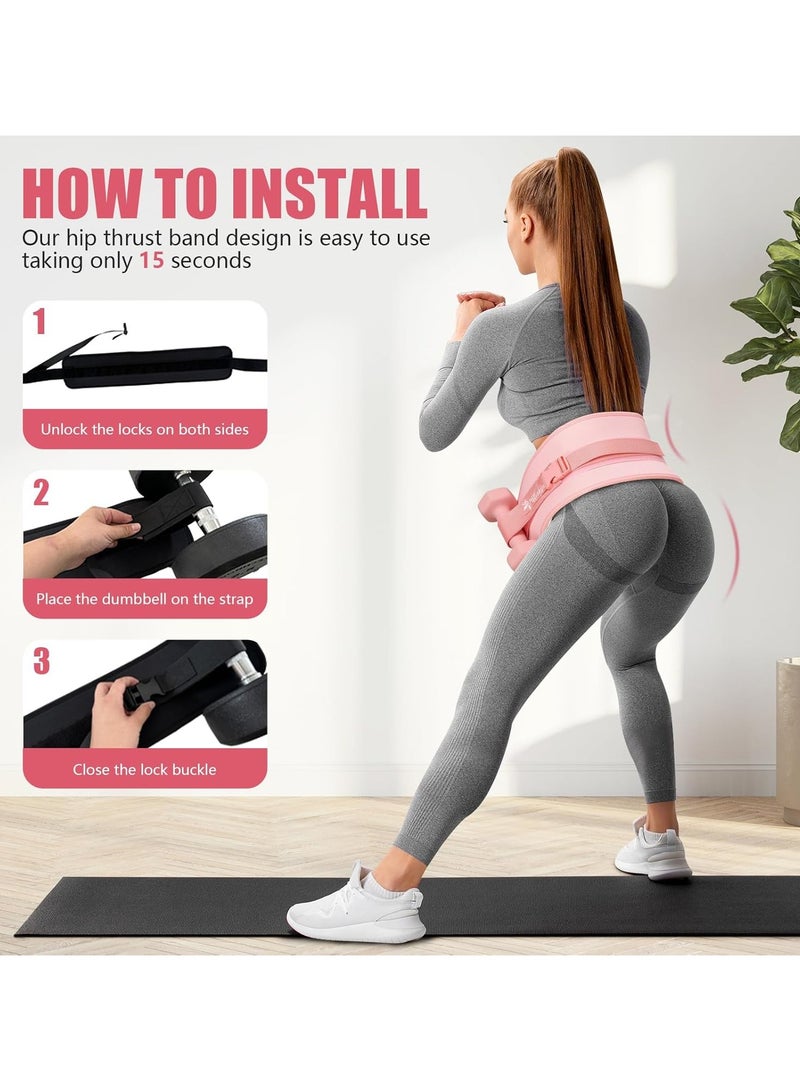 Generic Exercise Hip Thrust Belt - Dumbbell Hip ThrustBelt, Thicken & Widen, Comfortable forDumbbells, Kettlebells or Plates,  Slip PaddingGym or Home Workouts (without dumbbells) pink  - Image 2