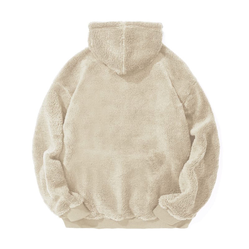 PEGENO Mens Fuzzy Hooded Sweatshirt Fleece Hoodie Pullover Sherpa Hoodies with Pocketï¼ˆWarm White Largeï¼‰ - Image 5