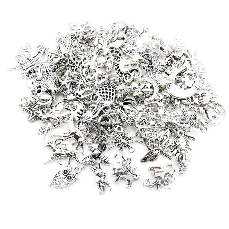Youdiyla Animal Charms Collection  Bulk 100 Mini Small Silver Charms Metal Pendant Craft Supplies Findings For Necklace And Bracelet Jewelry Making (Hm289) - Image 3