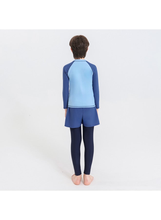 إكستيب ملابس السباحة للأولاد من قطعتين بكم طويل، بدلة سباحة تدريب مهنية عالية المرونة ومريحة للمبتدئين - Image 3