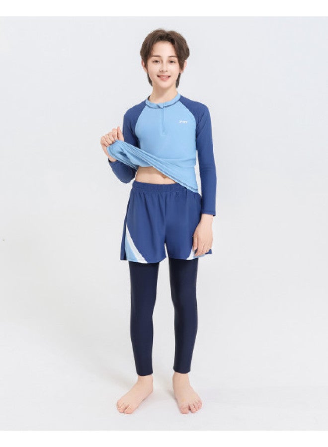 إكستيب ملابس السباحة للأولاد من قطعتين بكم طويل، بدلة سباحة تدريب مهنية عالية المرونة ومريحة للمبتدئين - Image 1