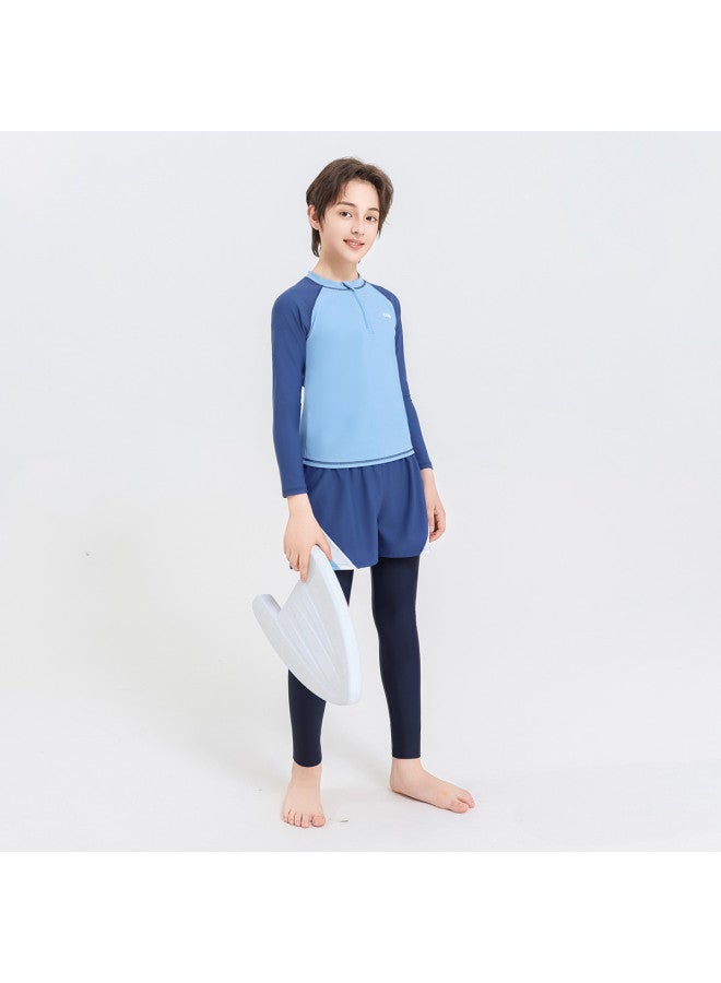 إكستيب ملابس السباحة للأولاد من قطعتين بكم طويل، بدلة سباحة تدريب مهنية عالية المرونة ومريحة للمبتدئين - Image 5