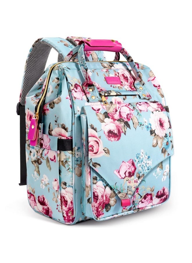 LitBear Diaper Backpack Large Capacity Multifunction Nappy Bags Waterproof Floral Insulated Durable Travel Maternity Back Pack For Baby Girls With Diaper Pad Bottle Bag (Rose Flower)  - Image 1