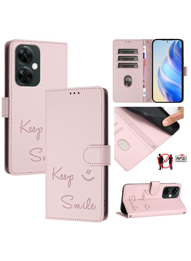 S-TOP Case For OnePlus Nord CE3 Smile Embossing RFID Leather Phone Case - Image 1